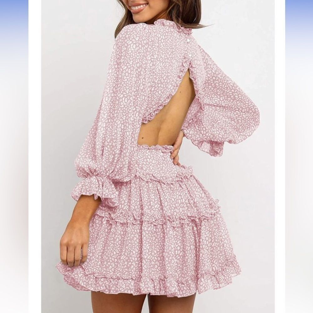 NWOT RARE Olivaceous Open Back Long-Sleeve Mini Dress Size S - Picture 13 of 13